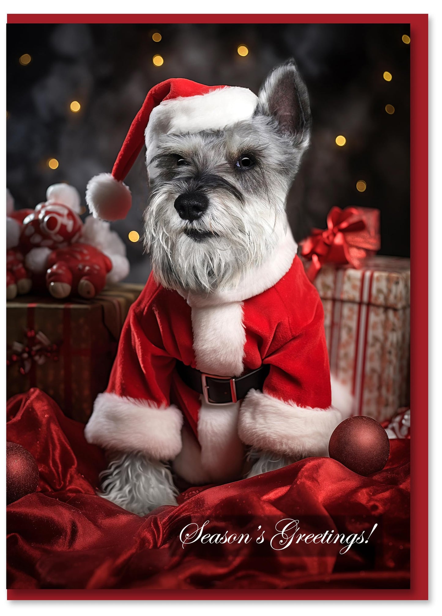 Miniature Schnauzer Christmas Card - Made in USA