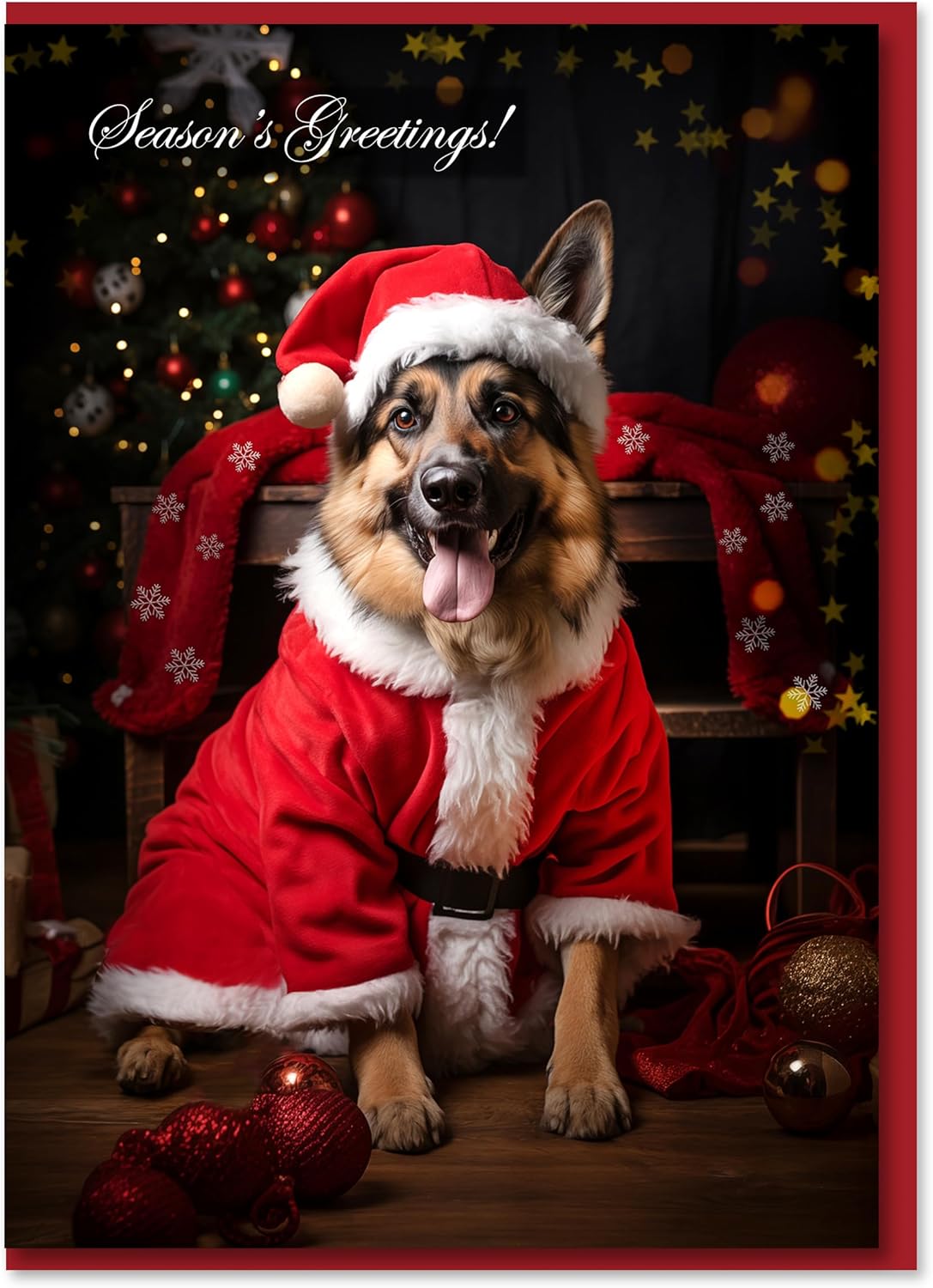 German Shepherd Christmas Card - Made in USA