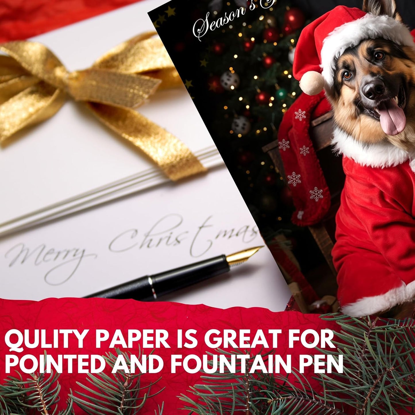 German Shepherd Christmas Card - Made in USA