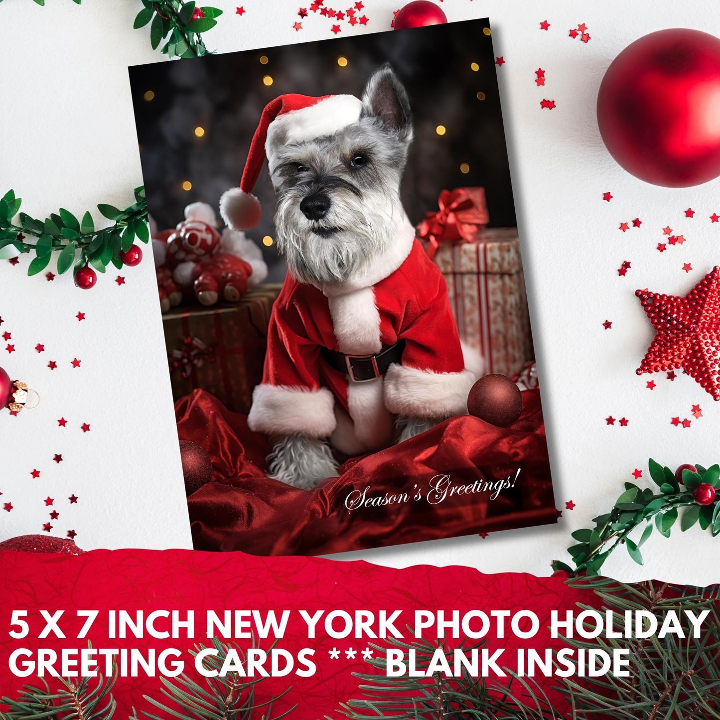 Miniature Schnauzer Christmas Card - Made in USA