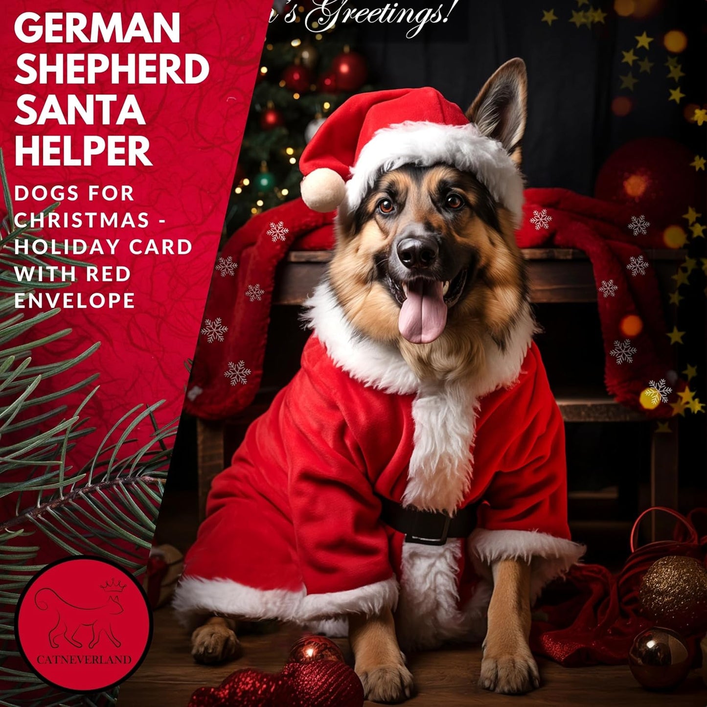 German Shepherd Christmas Card - Made in USA