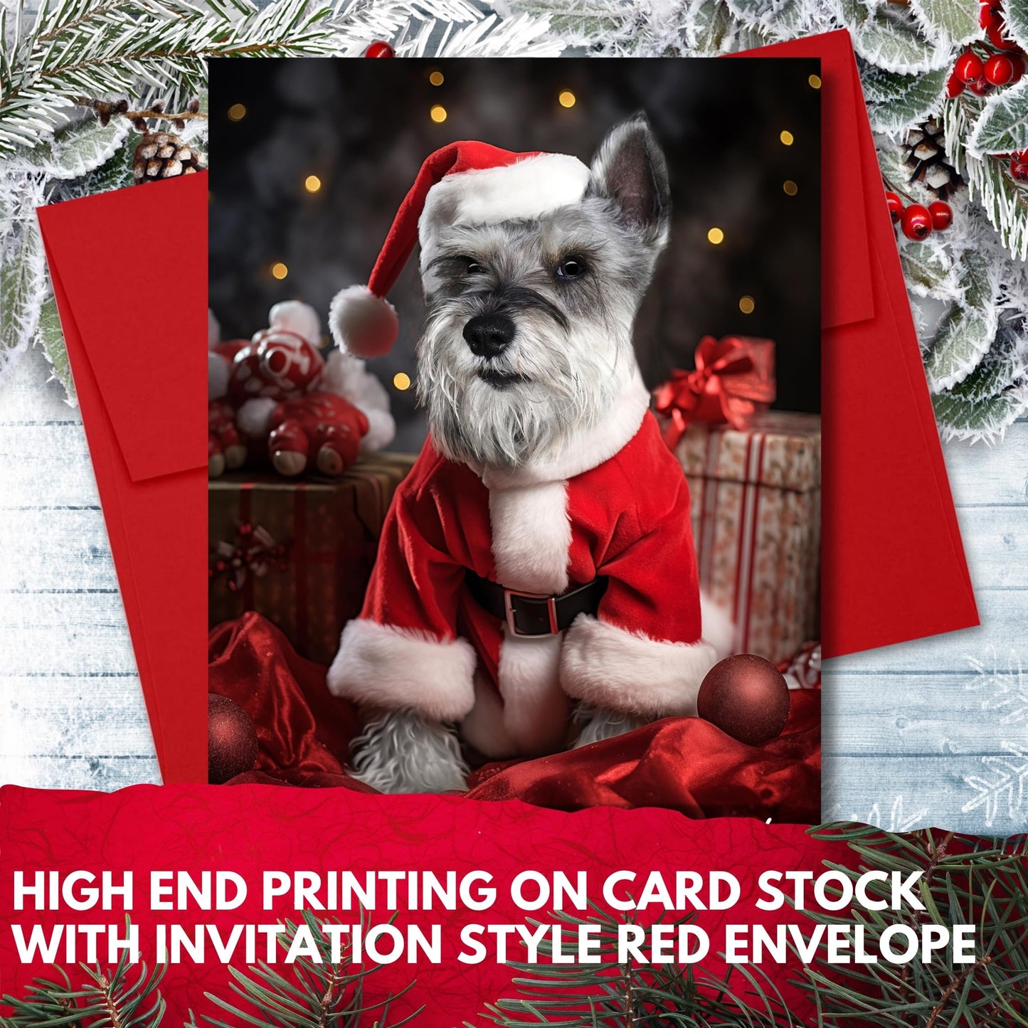 Miniature Schnauzer Christmas Card - Made in USA