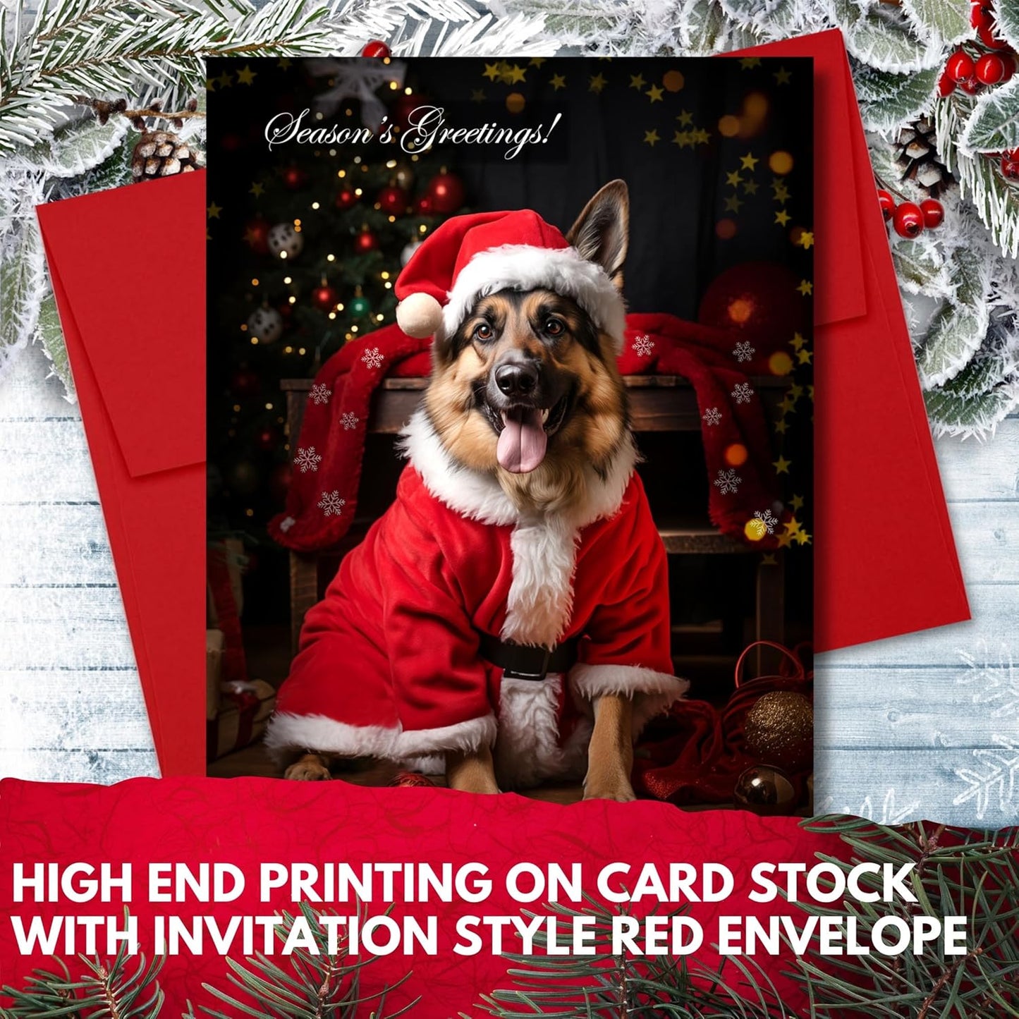 German Shepherd Christmas Card - Made in USA