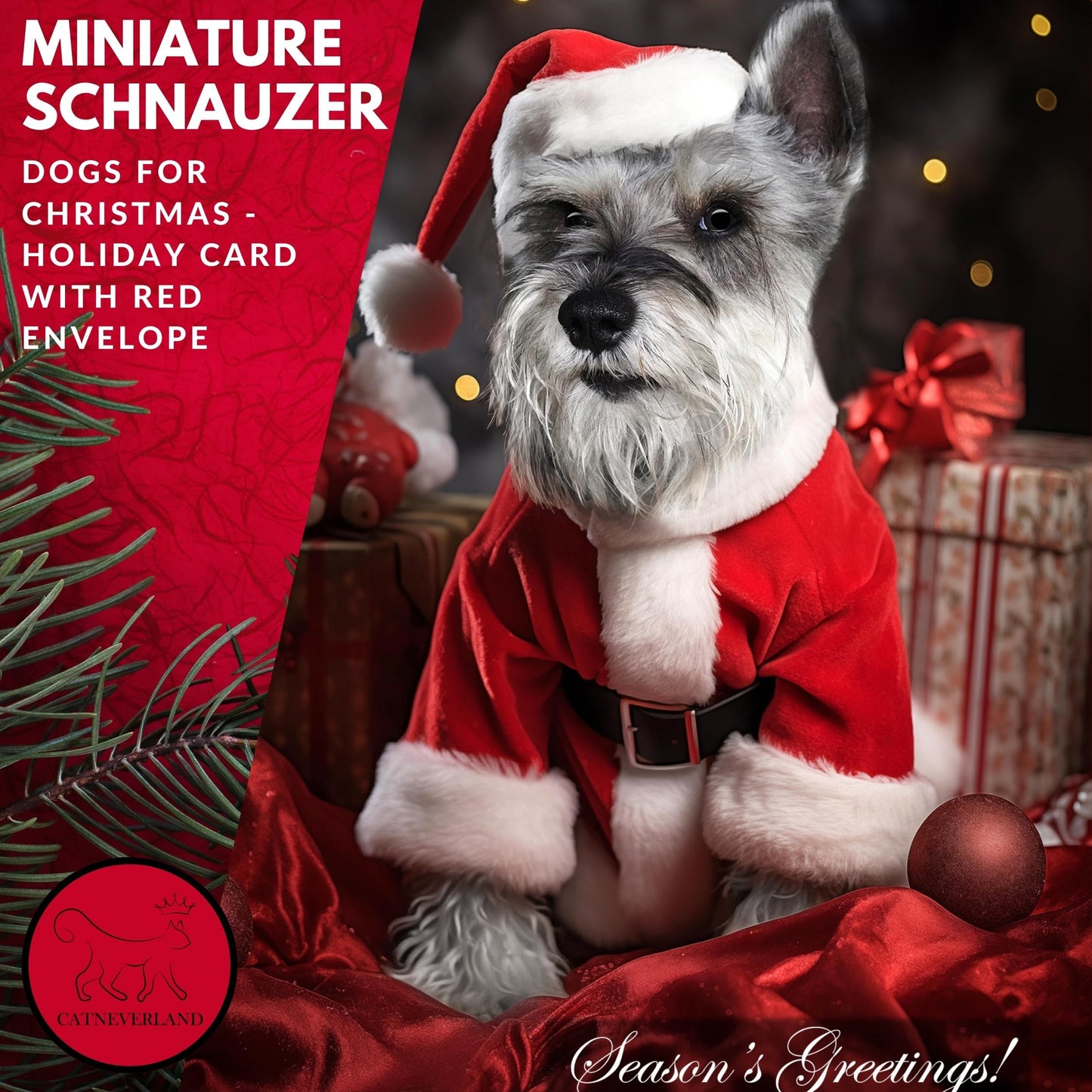 Miniature Schnauzer Christmas Card - Made in USA